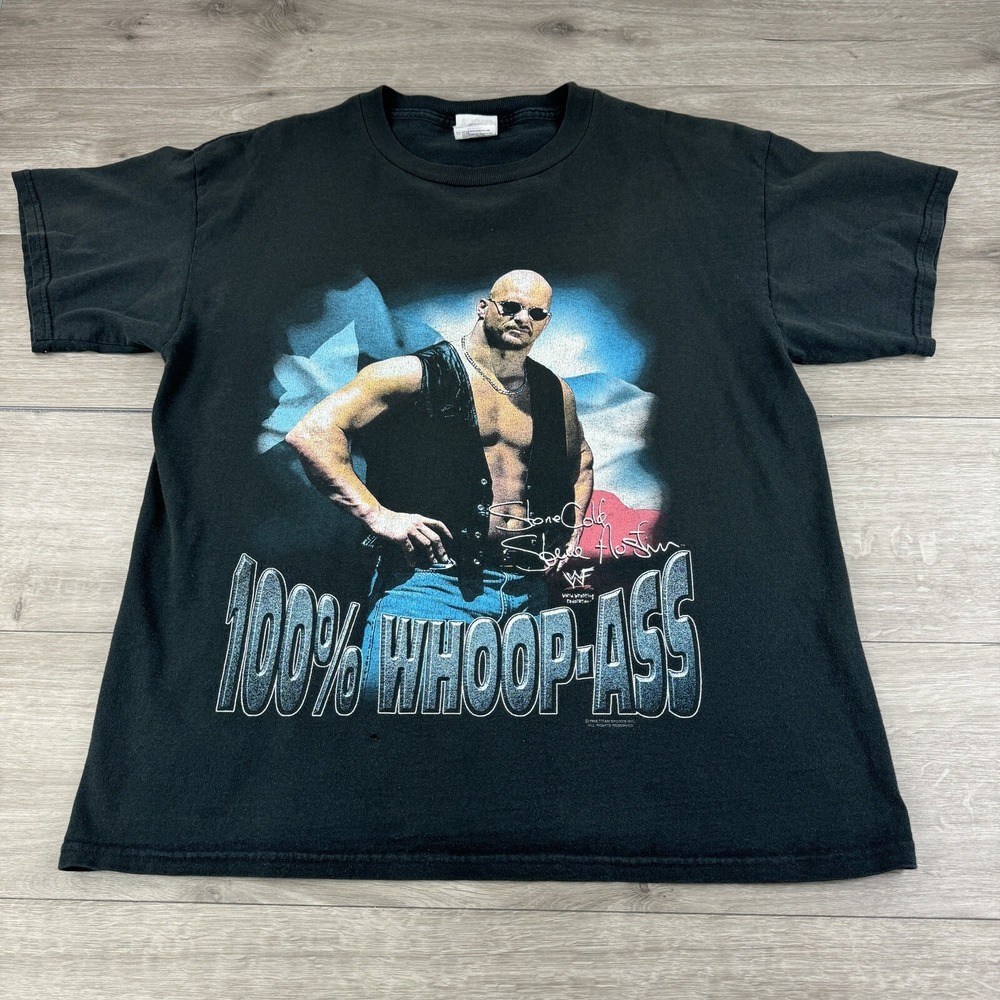 Vintage Stone Cold T-Shirt Steve Austin 100% Pure Whoop Ass Large 1998  WWF WWE